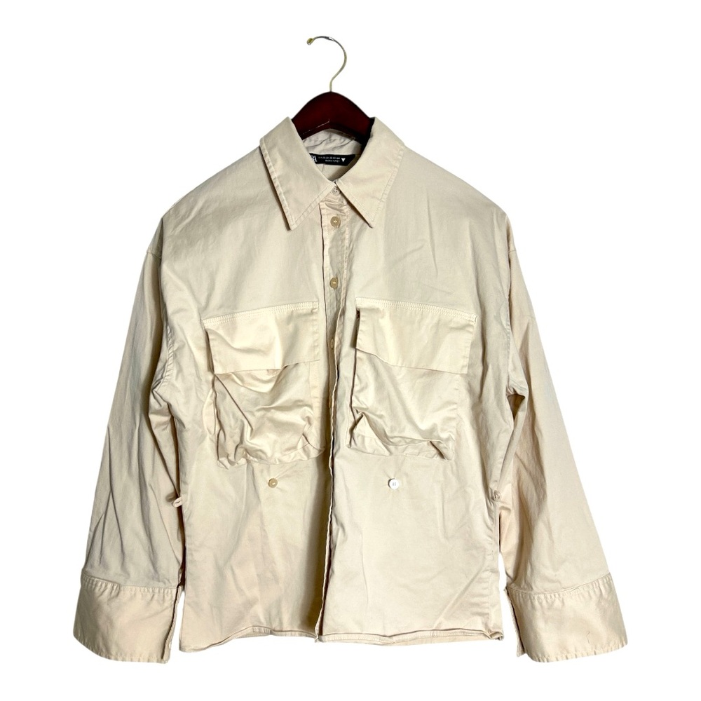 Zara Cream Cargo Shirt Size XS - Picture 2 of 9